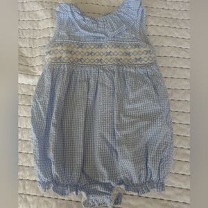Blue Gingham Baby Girl Bubble